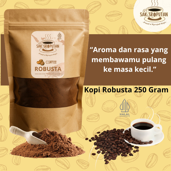 

kopi bubuk Robusta kemasan 250 gram rasa nikmat bubuk kopi robusta