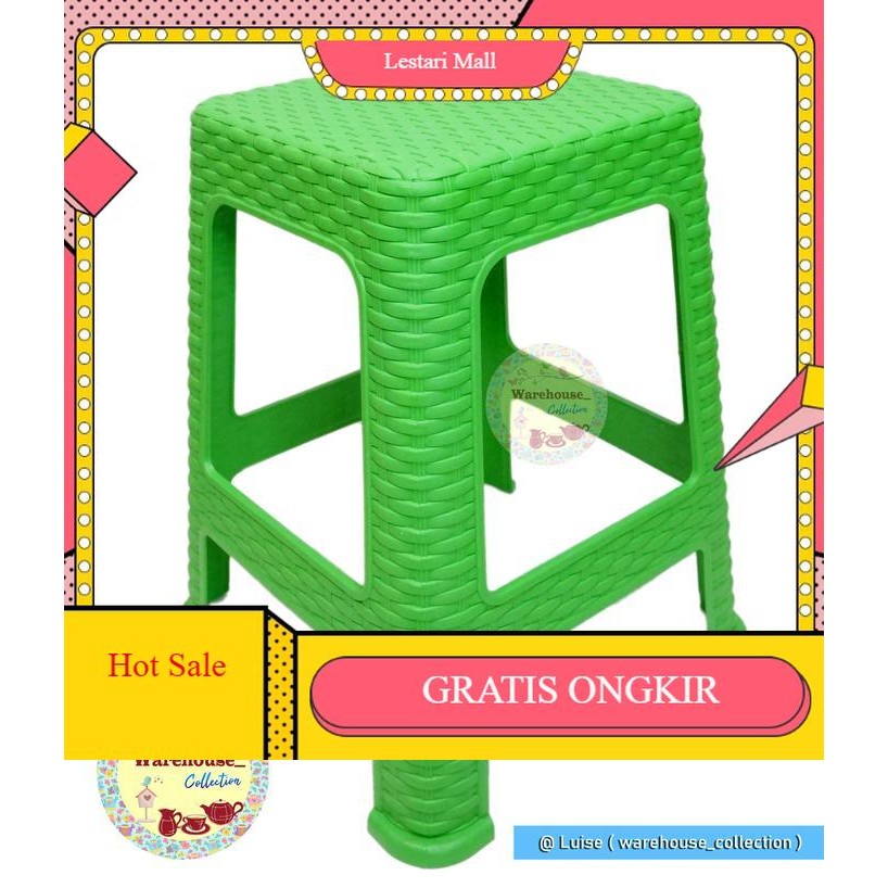 [LMALL] PROMO Kursi Bakso Anyam Rotan rajawali KBR-003 l KURSI PLASTIK TINGGI - Hijau