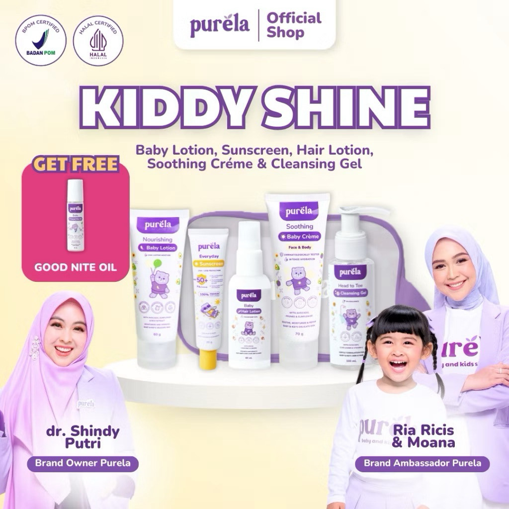 [AB] PURELA Kiddy Glow by dr. Shindy Sunscreen FaceCream Head To Toe Hair Lotion Cleansing Gel Body 