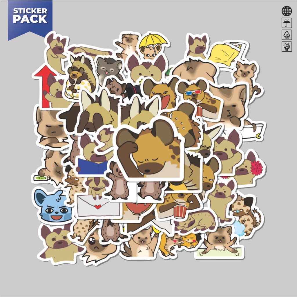 

[100PCS]Stiker Pack Stiker Hewan Hyena Aesthetic Vinyl Anti Air Dekorasi Sticker Laptop Buku Journal Koper Helm Casing HP Gitar Helm Skateboard