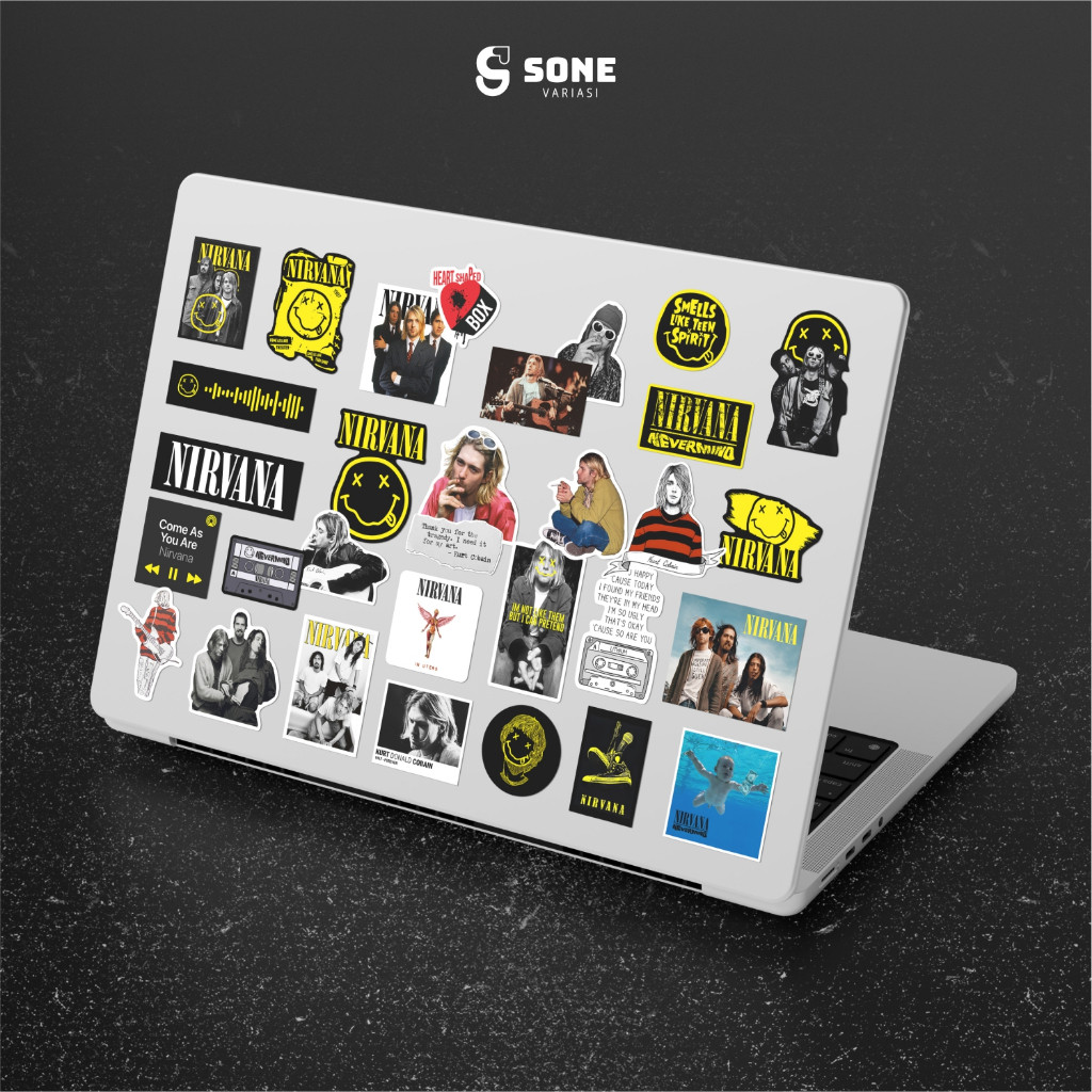 

Stiker Band NirvanaPaper Vinyl Waterproof Sticker Aesthetic Laptop Koper Jurnal Buku Diary Helm Casing HP