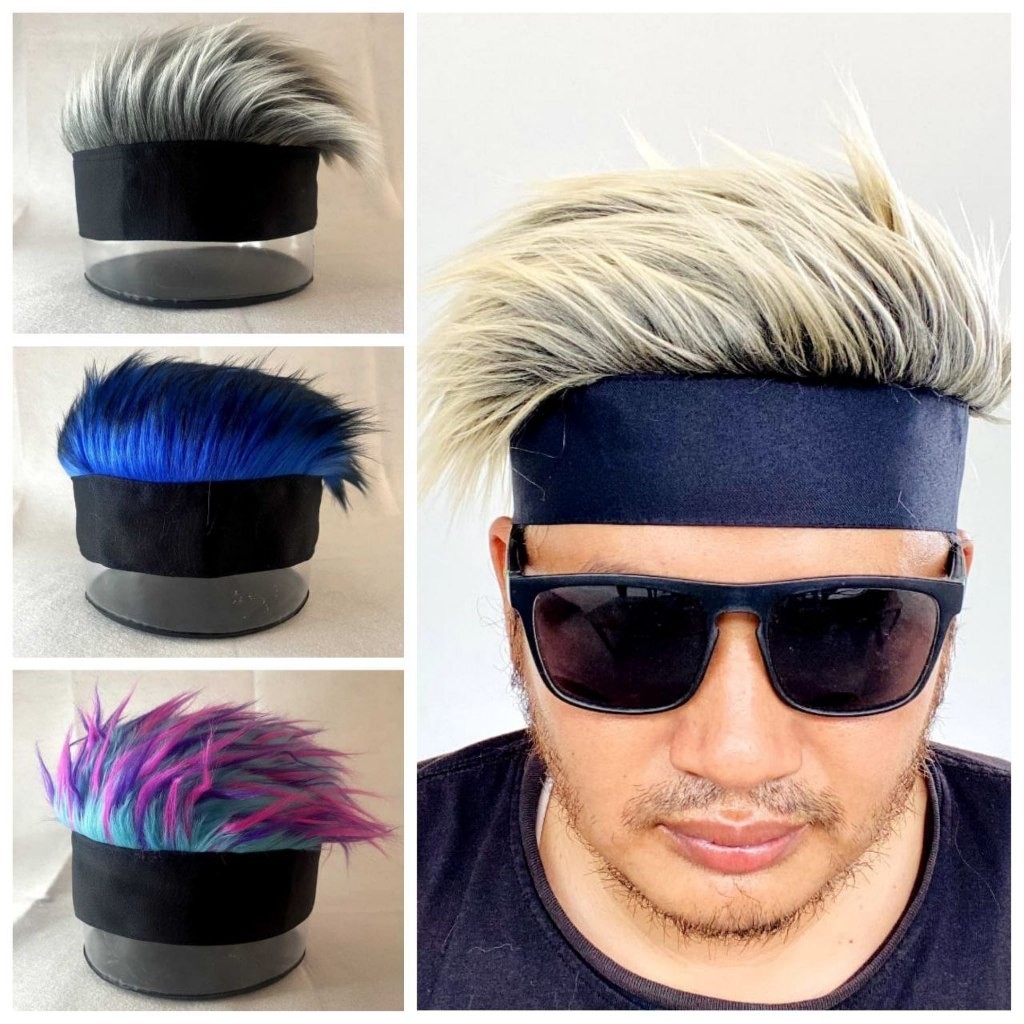 Topi wig rambut palsu pria cosplay anime gojo | Wig Topi Rambut Gojo Satoru Topi Cosplay Anime Topi 
