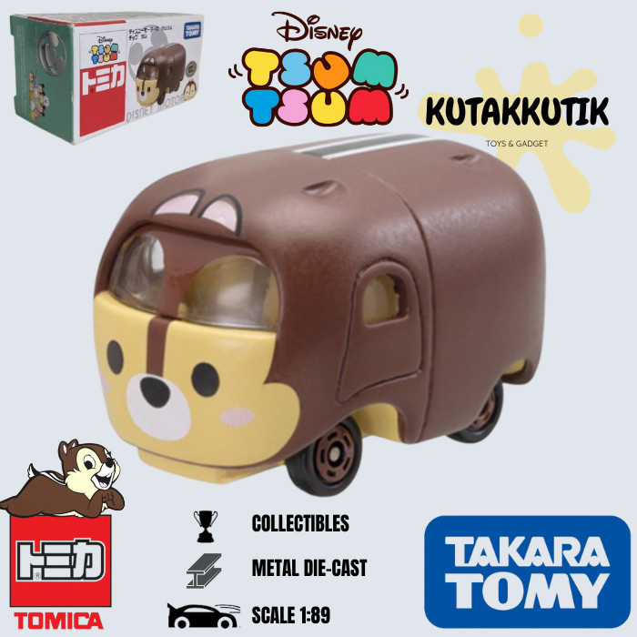 Mainan Mobil Diecast Disney Motor Tomica Disney Tsum Tsum Chip Chipmunk Coklat