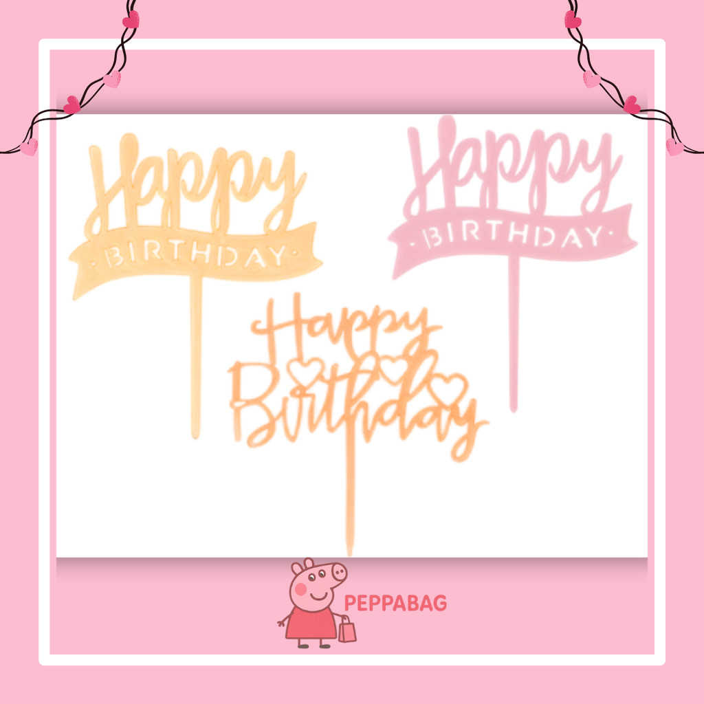 

CAKE TOPPER Akrilik Chrome Metallic Kue Ulang Tahun Warna lengkap Gold Pink isi 10 pcs - ES0616