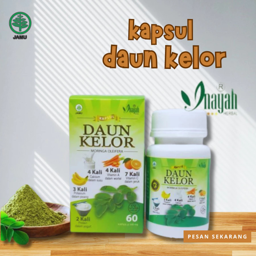 Kapsul Daun Kelor isi 60 Kapsul -inayah Herbal Ekstrak Daun Kelor Asli kelor original