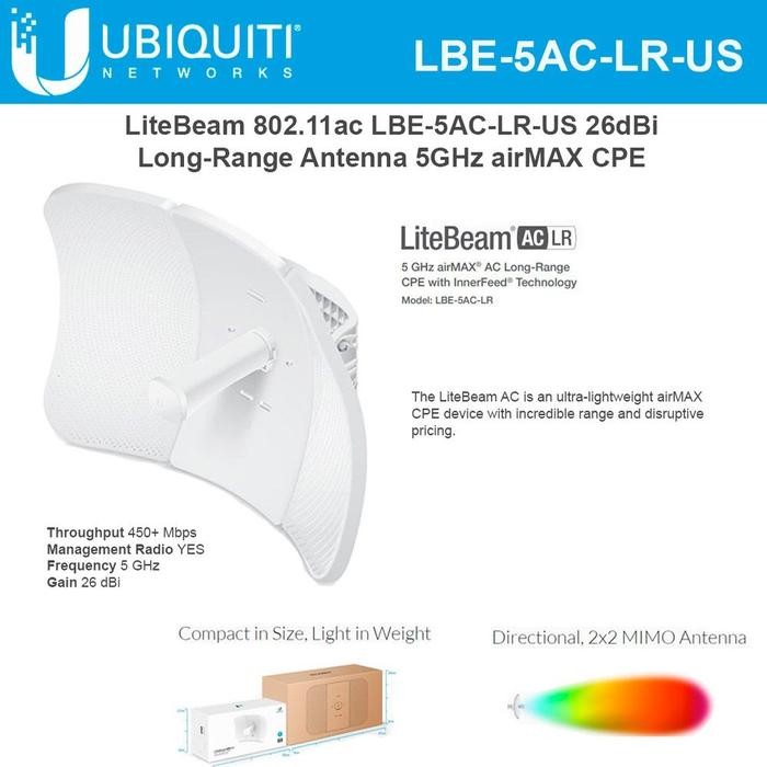 Ubiquiti LBE-5AC-LR - Litebeam AC LR Long range airMAx AP Outdoor