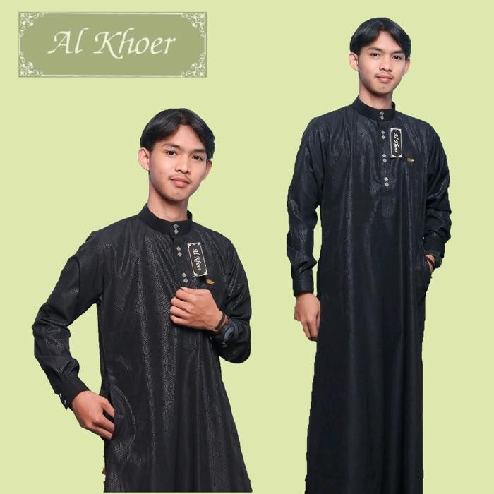 alkhoer jubah madinah gamis bahan embos kancing kotak impor jubah peria dewasa termurah 2023 Muslim 