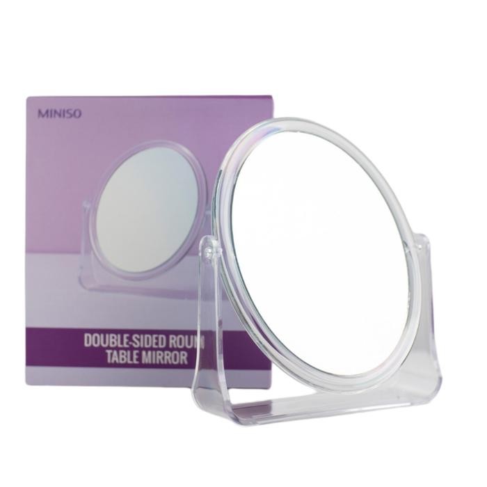Cermin Meja Minimalis Cermin Makeup Aesthetic 2 Sisi Miniso - Round 2 sisi