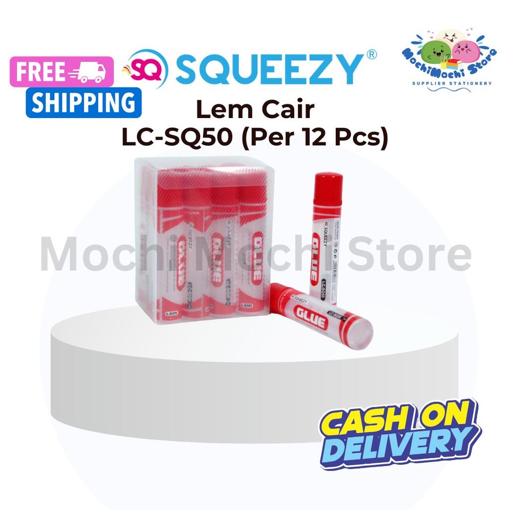 

PER KOTAK/12 PCS Lem Cair LC-SQ50 | 50ml | Liquid Glue Squeezy | Lem Non Toxic | Glue | Lem Kertas