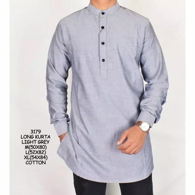 baju gamis pria pakistan/gamis pria/baju koko gamis pria - Abu-abu, L