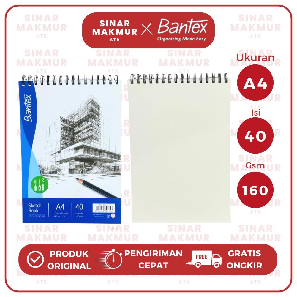 

Sketch Book/Buku Sketsa/Gambar Vertikal Ring A4 40 Lembar 160 Gsm BANTEX BK1002 (Pcs)