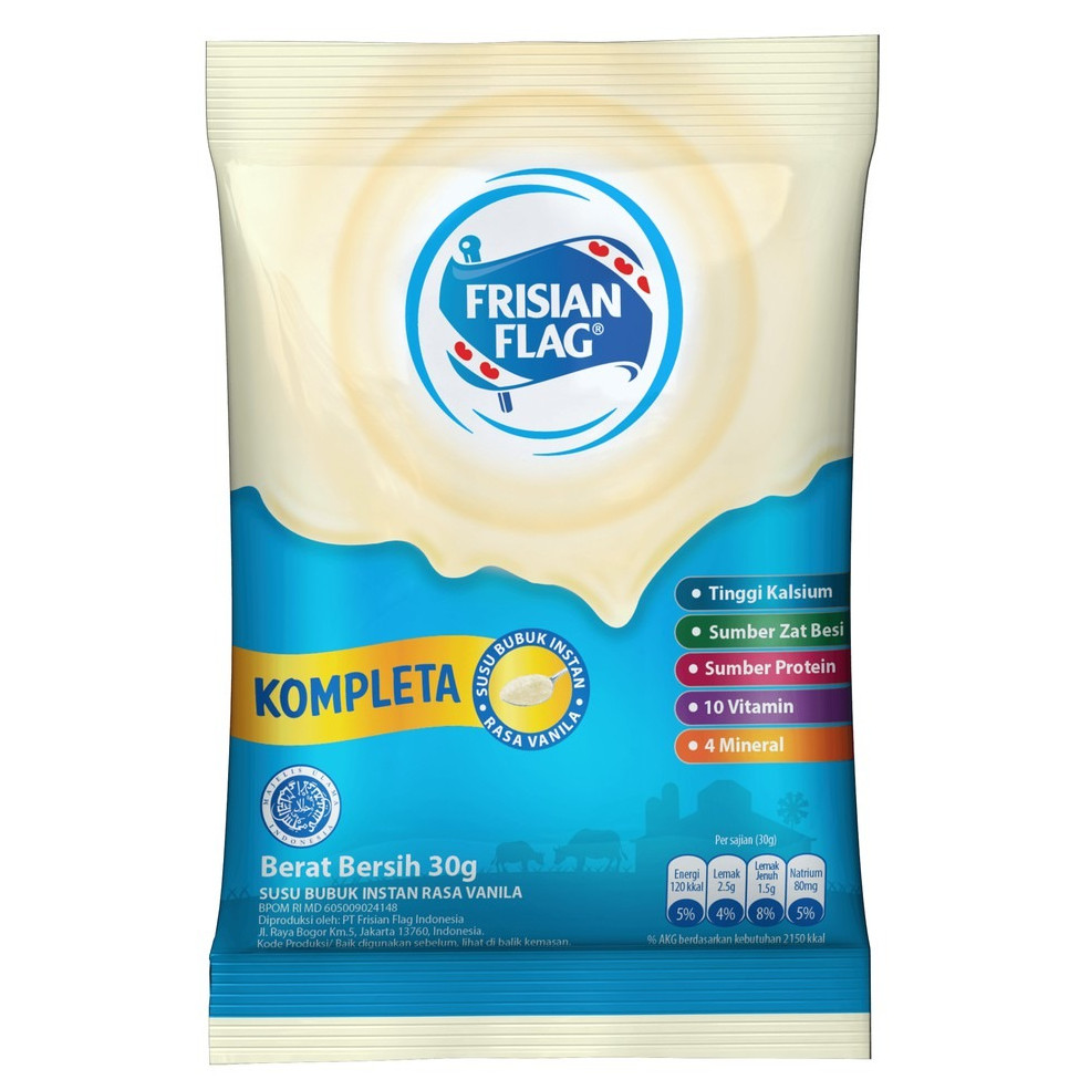 

Susu Bubuk Frisian Flag KOMPLETA 30 gr Rasa Vanila