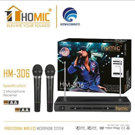 COD Mic Microphone HOMIC Double Wireless HM-306 HM-306 VHF Series//MIC KARAOKE//MIC WIRELESS HOMIC H