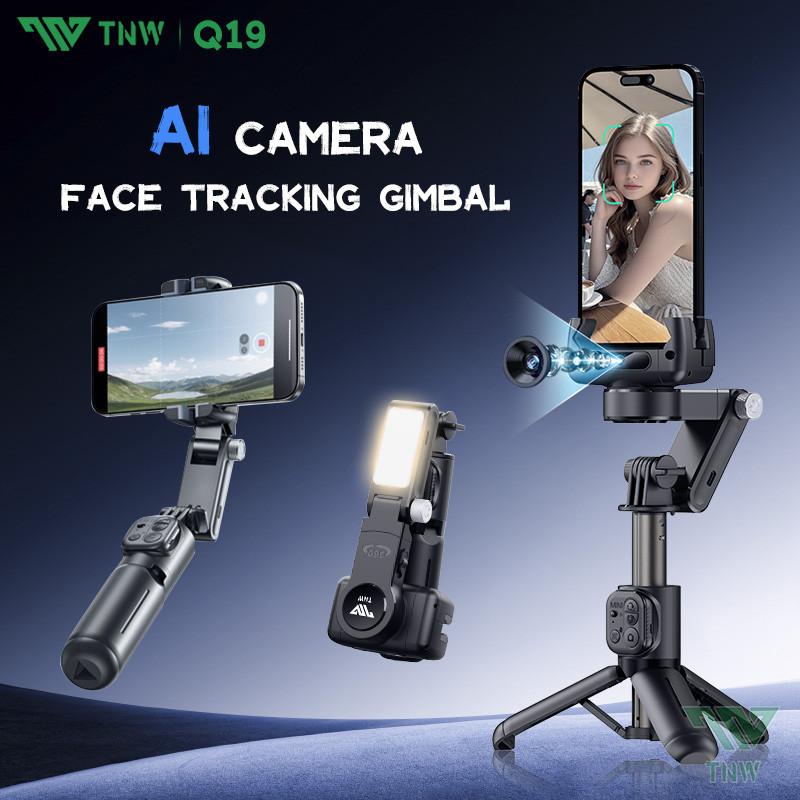 TNW Q19 Auto Face Tracking Gimbal Stabilizer 3 Axis Smartphone Stabilizer Tongsis HP Bluetooth Tripo