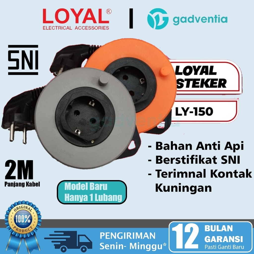 Loyal Stop Kontak Mini Travel Size Kabel Roll Kecil Sambungan Colokan Listrik 3M 2500W SNI