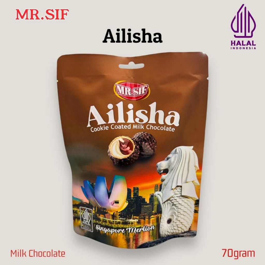 

Coklat Cookie Ailisha Singapore Merlion 70gram HALAL