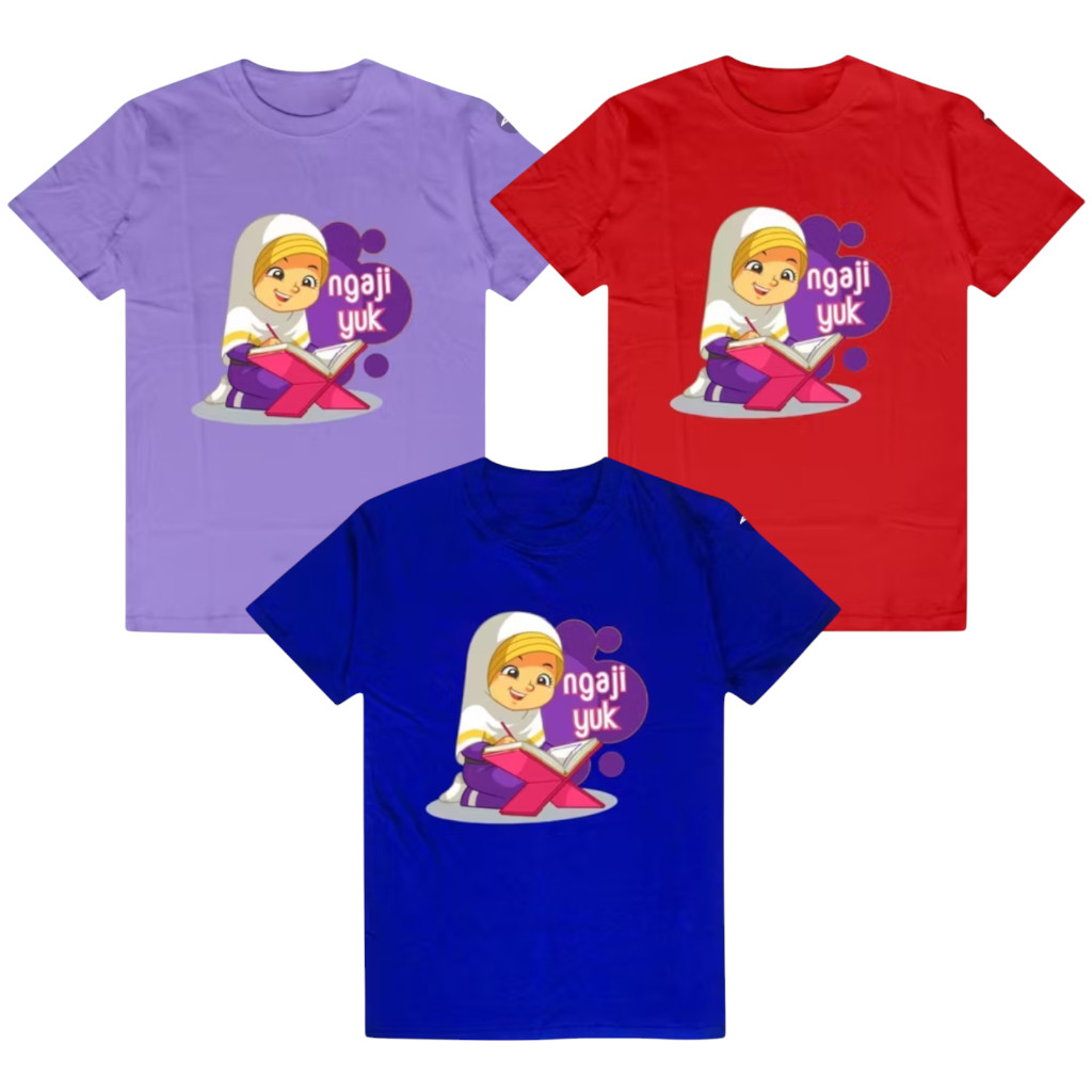 Kaos Anak Perempuan Pendek Gambar Ngaji Yuk Baju Pendek Ngaji Yuk Lengan Pendek Kaos Cewek Gambar Ng