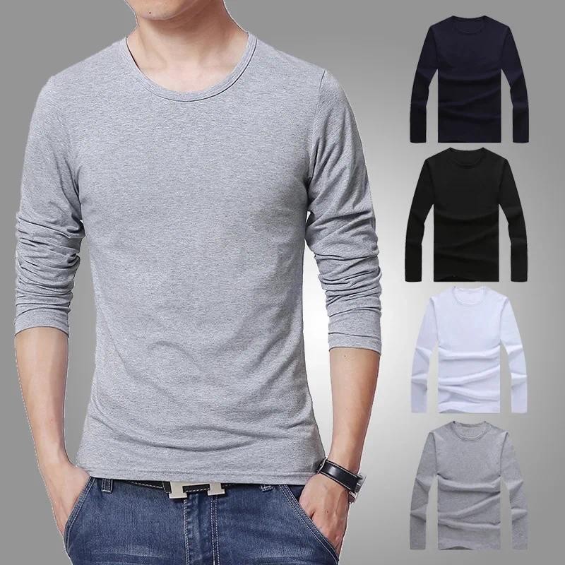 2025 MRMT Brand New Men's T-Shirts Long Sleeve Slim Men T-Shirt Young Man Pure Color Tops Tees Shirt