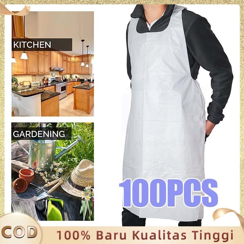 Celemek Sekali Pakai Apron Disposible 100pcs Apron Medis Plastik Hemat