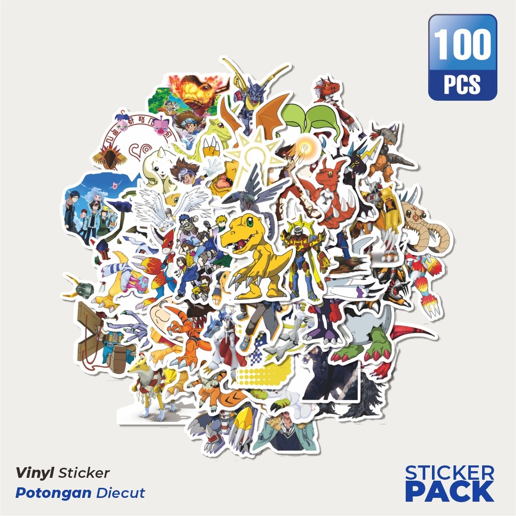 

Stiker Vinyl Sticker Anime Digimon Adventure Waterproof Aesthetic- Untuk Laptop, Motor, dan Helm - Paper Stationery Pack