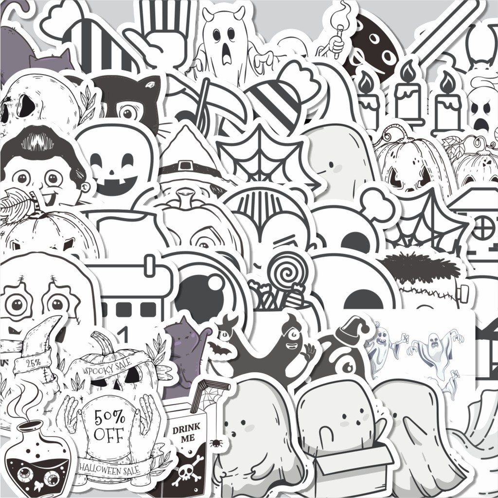 

Stiker Cutting Pack Sticker Hitam Dan Putih Horror Isi 100Pcs Series Aesthetic Lucu Keren Untuk Koper Bahan Vynil