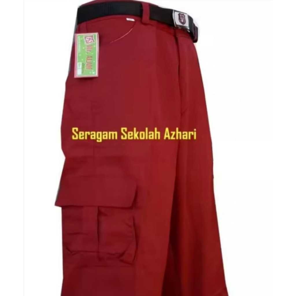 BROMSUNSHOP  Celana Panjang Merah PDL/Gembol/Cargo Seragam Sekolah SD Terbaik dan Tahan Lama