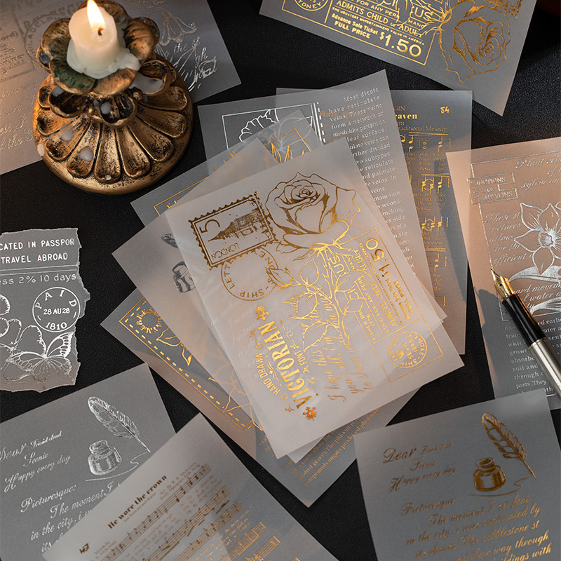 

Bronzing Phrase Scrapbooking Material Paper Vintage Small Talk Sticker Junk Journal Planner Stationery DIY Scrapbooking Decor