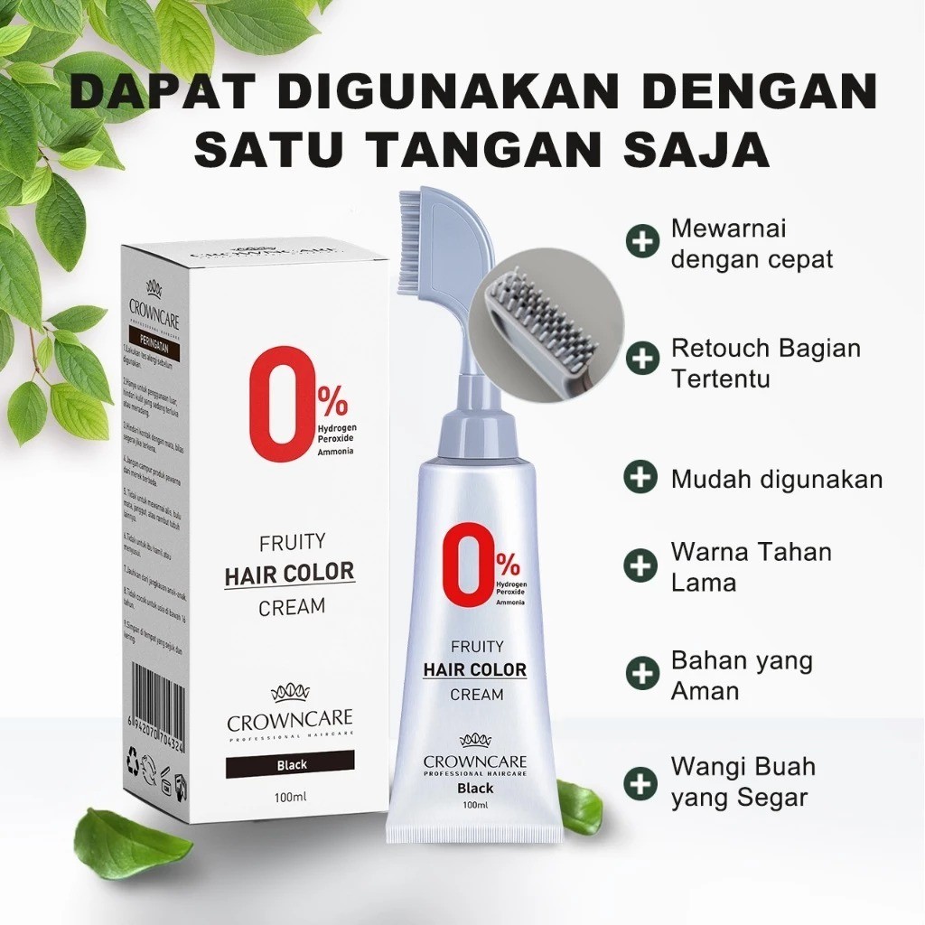 Crowncare Pewarna Rambut - Hair Coloring Cream Alami