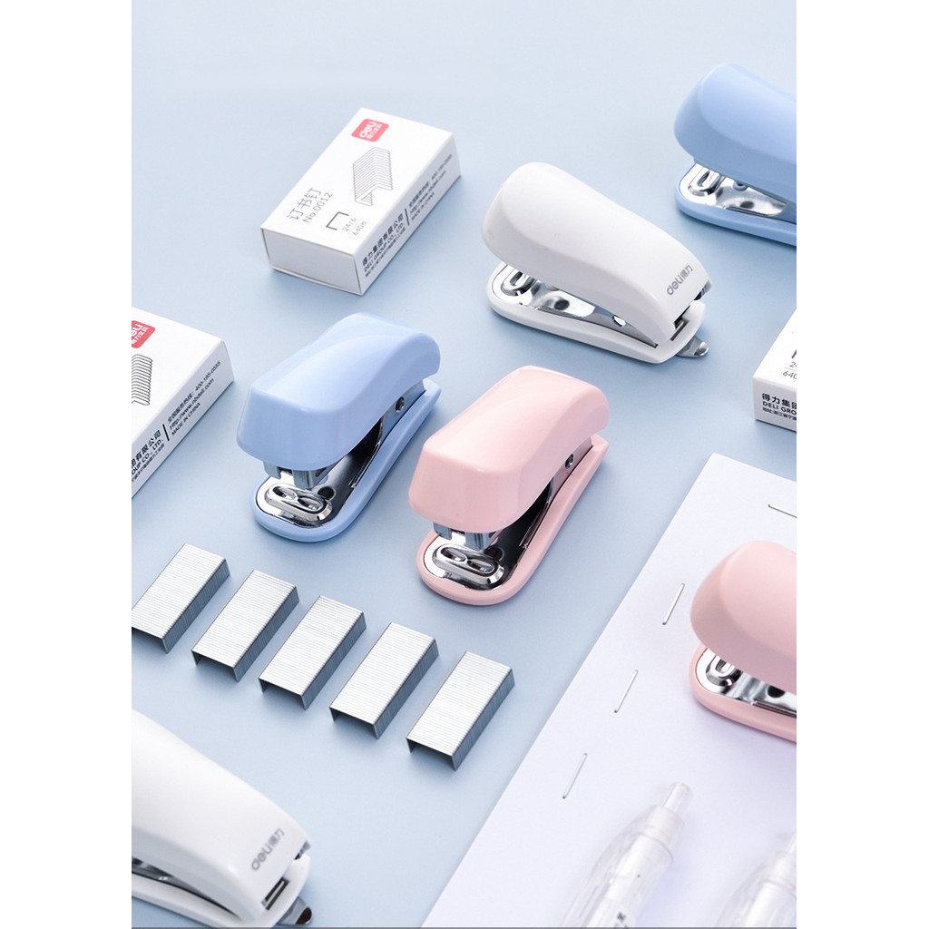 

Deli Stationery Small Stapler Set 0255 Portable Durable with 24/6 Staples Can Nail up to 12 Sheets Ideal Office Study Supplies