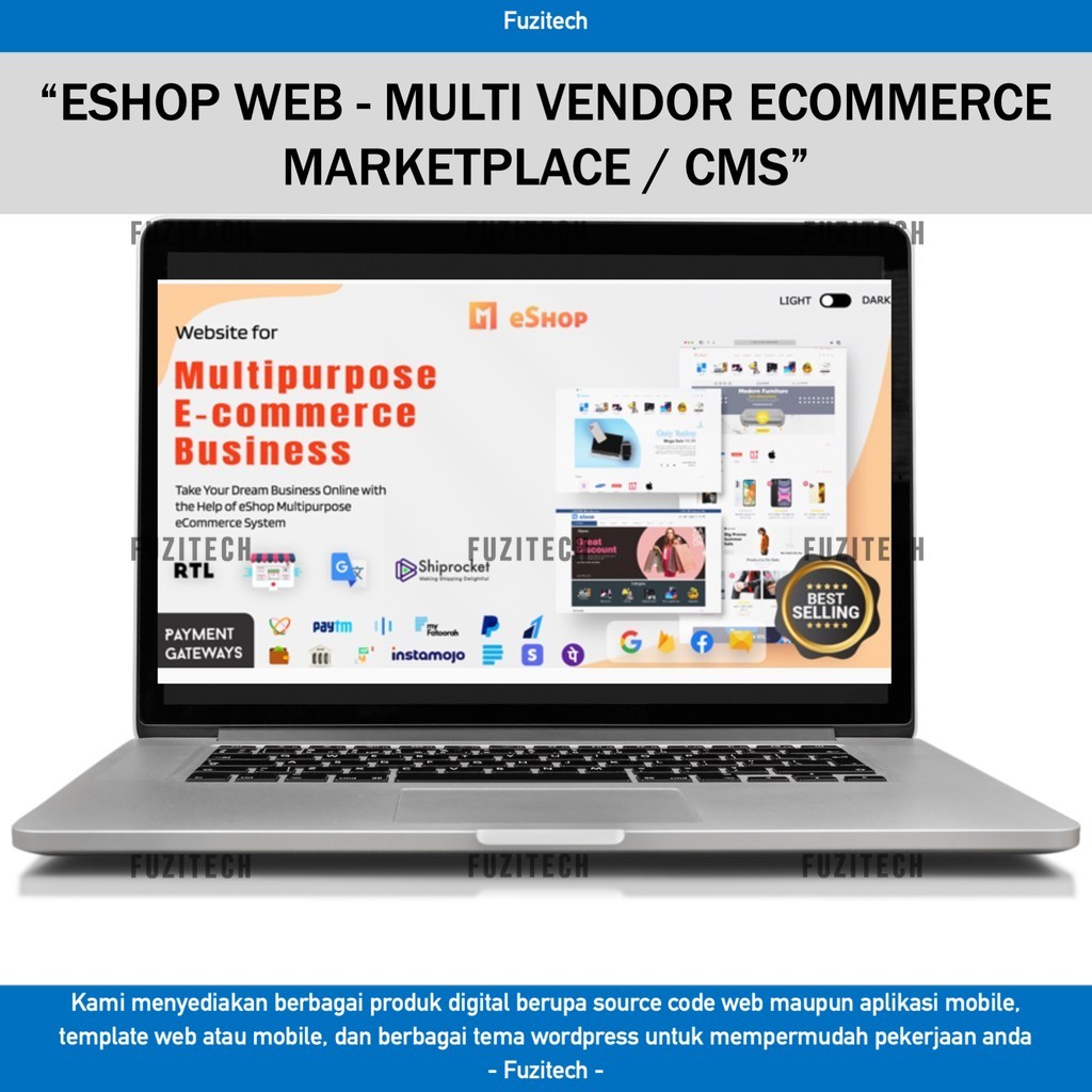 SOURCE CODE APLIKASI WEB ESHOP WEB - MULTI VENDOR ECOMMERCE MARKETPLACE / CMS D306 FUZITECH