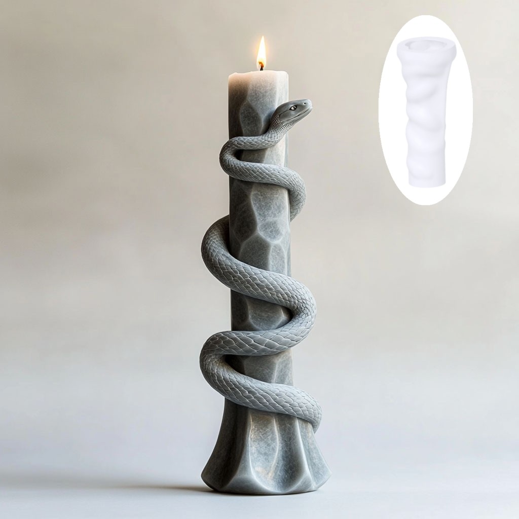 

DIY Rotating snake relief cylindrical candle silicone mold Flower spiral snake relief resin mould Rose snake cement gypsum molds