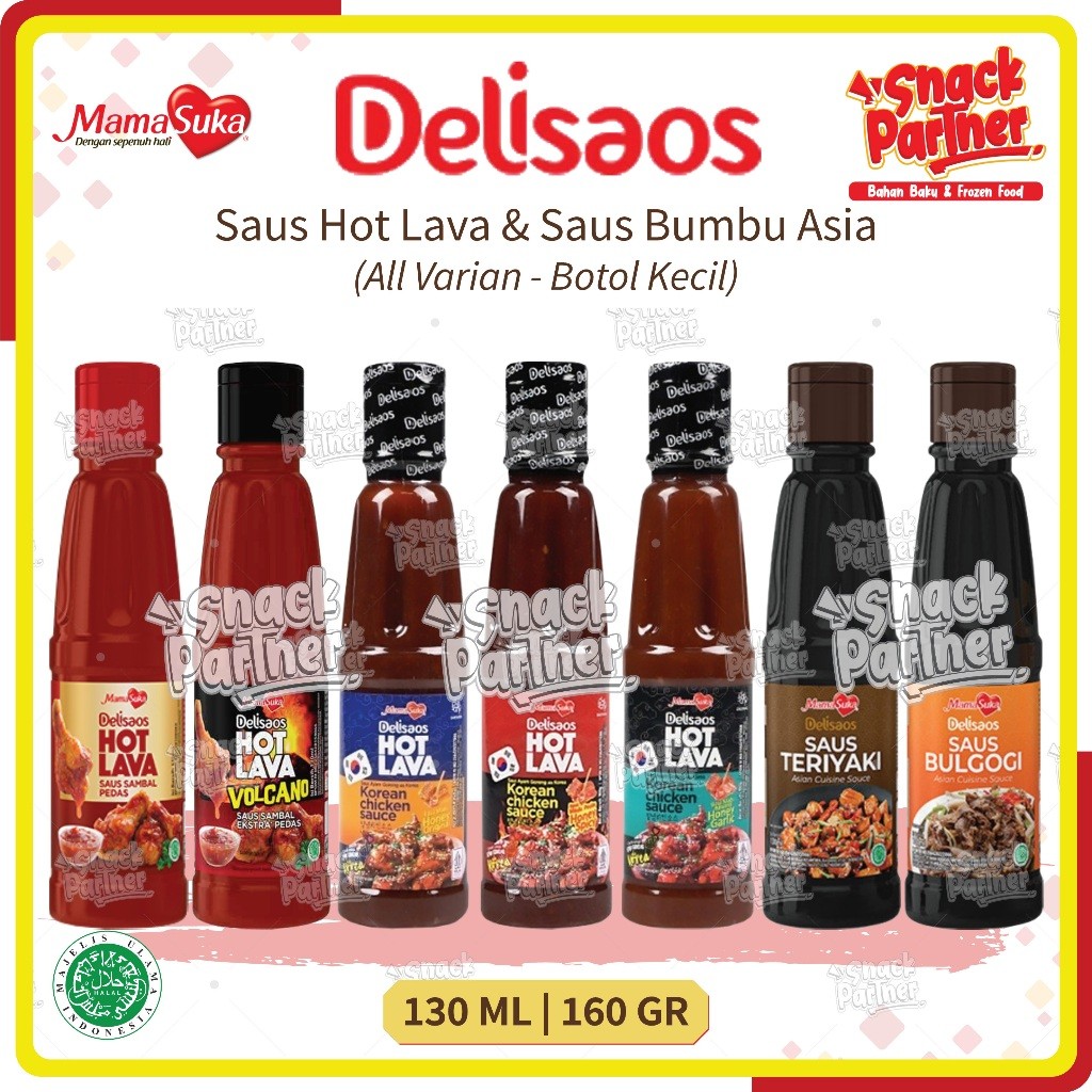 

MAMASUKA DELISAOS 130 / 160 ML - Hot Lava Volcano Korean Chicken Sauce Honey Original Spicy Garlic / Saus Saos Ayam Goreng Ala Korea Yangnyeom Bulgogi Teriyaki GR