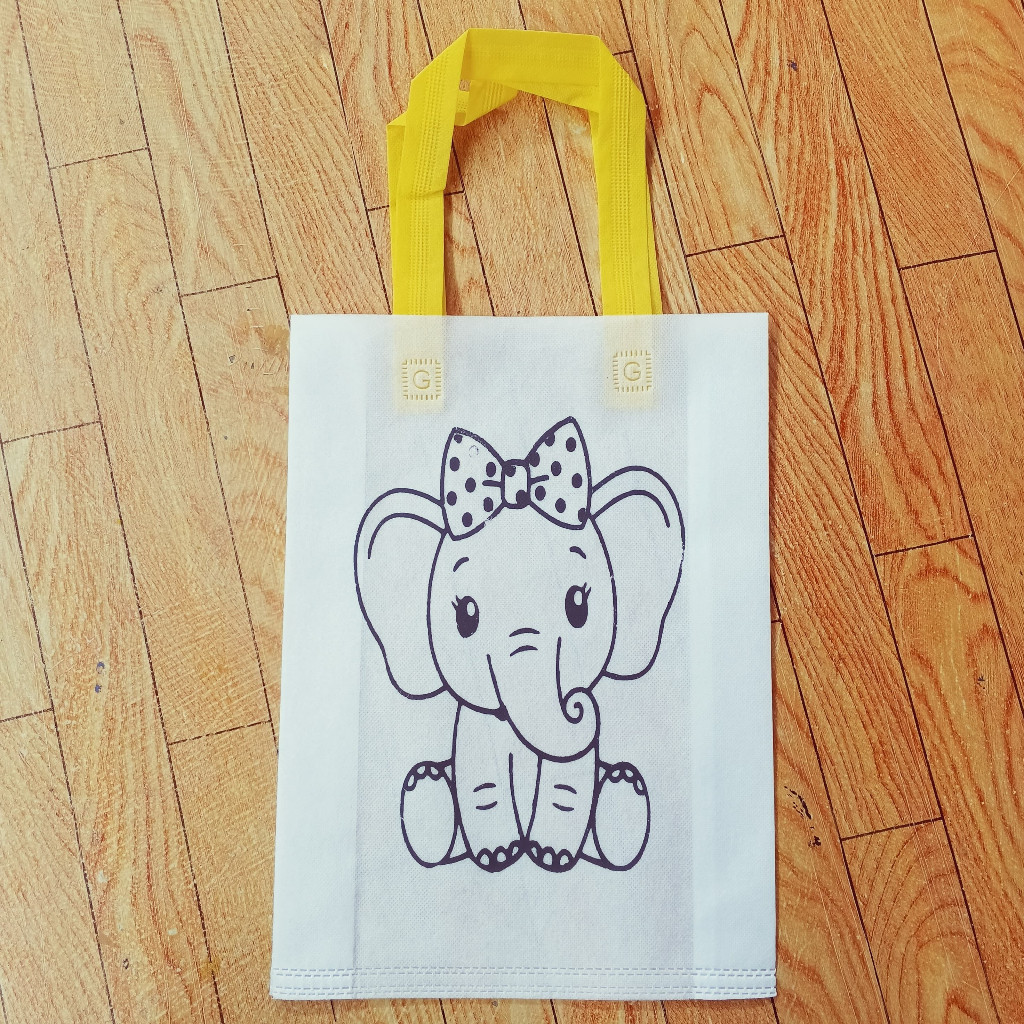 

babalil - Tas Mewarnai Besar 30x40x8 Karakter Kartun Lucu / Handbag Melukis Tas Anak Spidol Totebag Tas spunbond