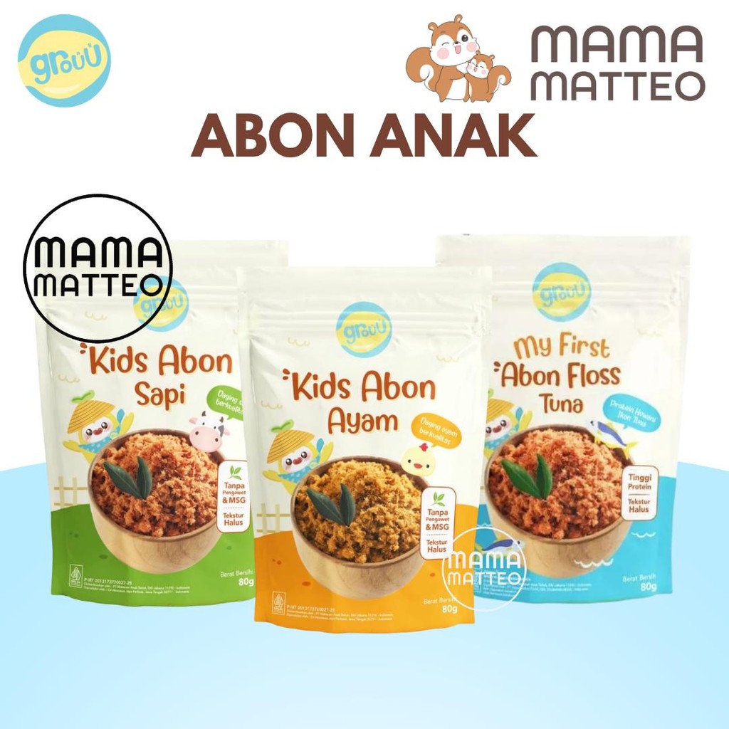 

GROUU Kids Abon Ayam Sapi My First Abon Floss Tuna 80gr / Makanan MPASI Bayi Anak / GROU BANDUNG