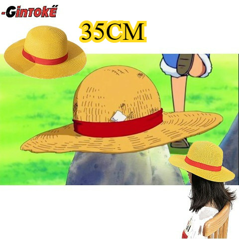 35CM Topi Jerami Luffy Anime One Piece Topi Mugiwara No Luffy Cosplay Hat Monkey.D Luffy Topi Jerami