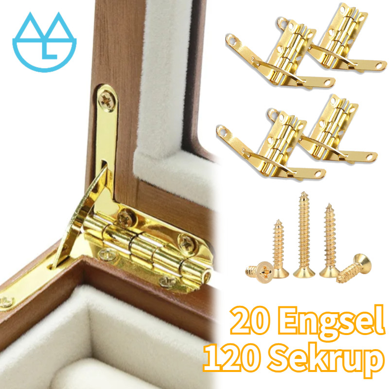 【20 Engsel + 120 Sekrup】Engsel Siku L 90'' Engsel Siku Engsel Putar Engsel L Sudut Untuk Kotak Perhi