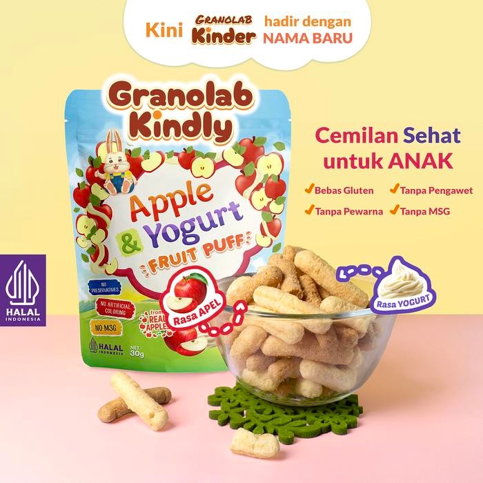 

GRANOLAB KINDLY - Natural Puff Snack Bayi Alami | Gluten Free | Cemilan Anak Sehat - Apple Yogurt
