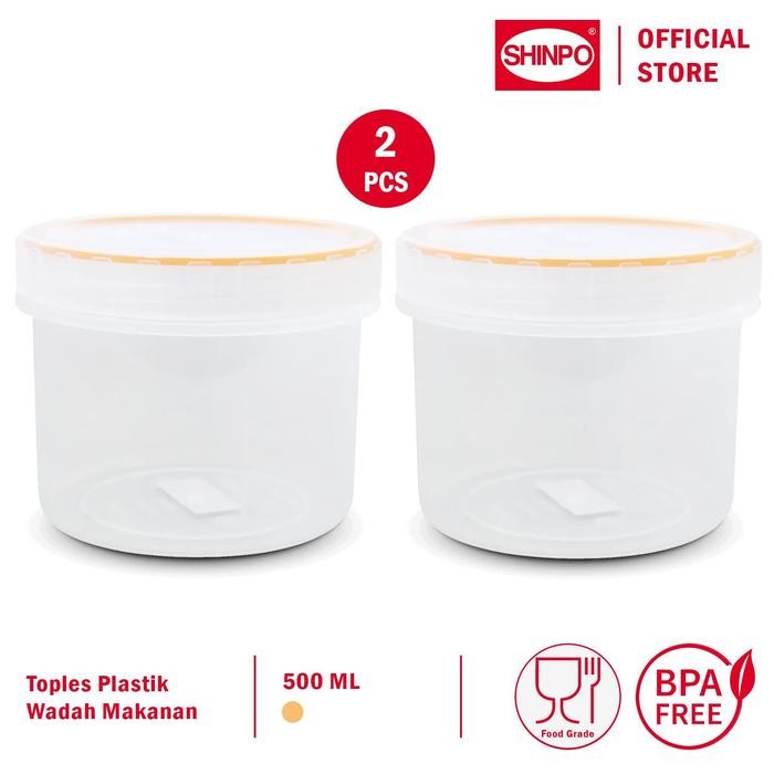 

SHINPO COMBO 2 Toples Plastik Ukuran M 500 ML Tempat Cemilan Food Storage Wadah Makanan SPO-SIP-351M - Orange