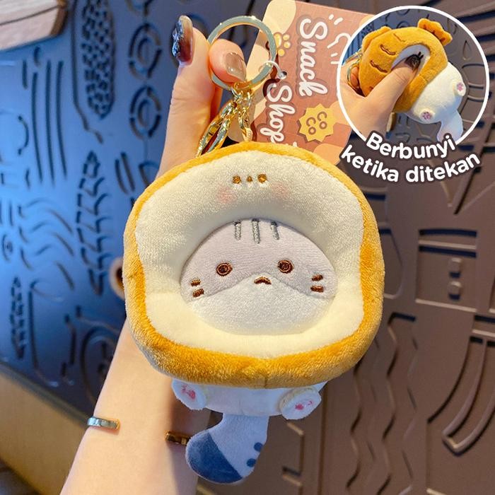 

TOKKADO Miyo Keychain Gantungan Kunci Boneka Cat Kucing Cemilan Snack Lucu - Bread