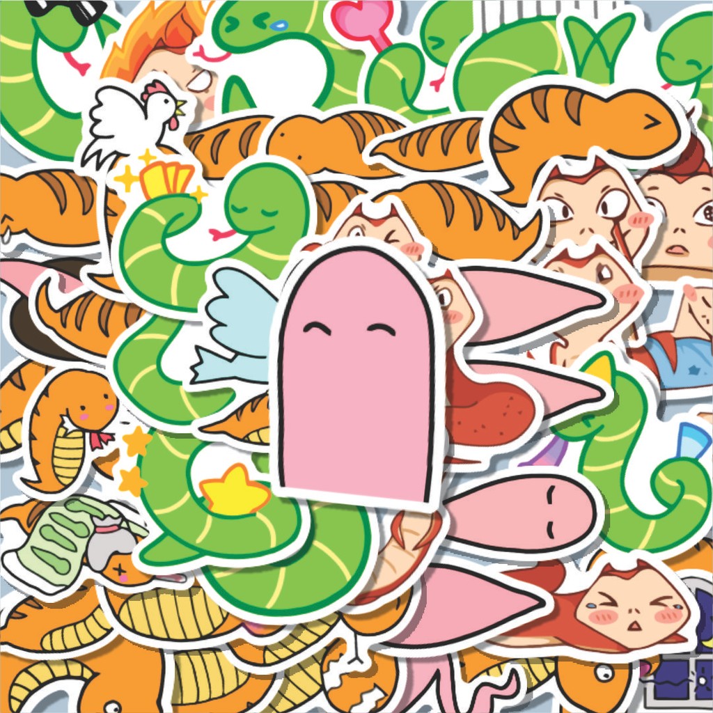 

100PCS Lucu Stiker Hewan Ular Stiker Aesthetic Stiker Anti Air Stikers Berperekat Waterproof sticker decal buat Motor Helm Buku Journal Koper Casing HP Laptop Botol Minum Hadiah anak