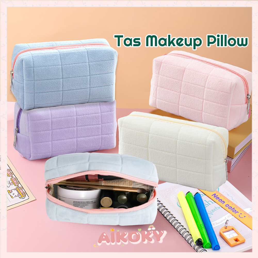 AIKOKY Tas Makeup Multifungsi Tempat Pensil Bulu Lucu Kotak Pouch Pillow Korea