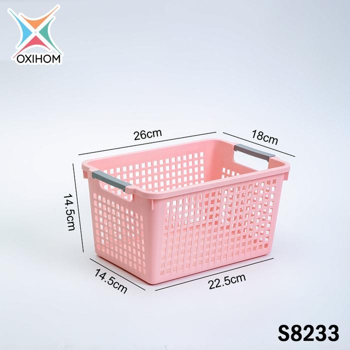 NG Oxihom Keranjang Serbaguna Baju Laundry Mainan Keranjang Plastik - S8233 PinkNG