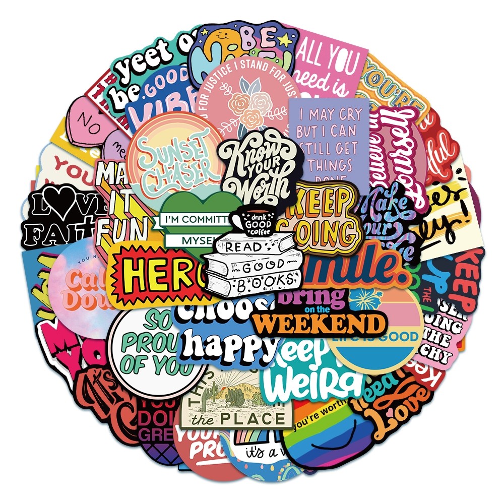 

Sticker Frase Inspirasional Trendi Bahasa Inggris Stiker untuk Buku Tempel/Buku Harian/HP/Dekorasi Laptop/Sticker Helm Tahan Air Vinil/Stiker Tablet Ponsel Stiker Tahan Air