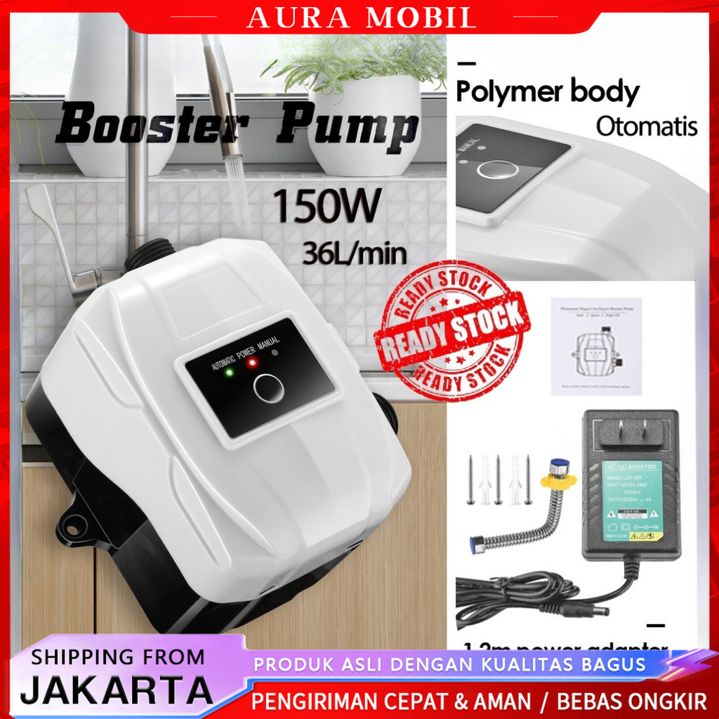 Pompa Booster Pendorong Air Booster Pump Otomatis 150Watt 36L/min Mesin Pendorong Air Shower Water H