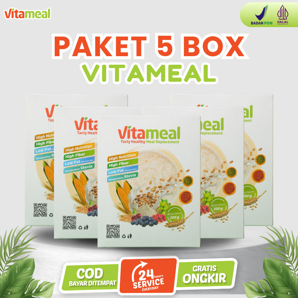 

[ AMPUH ] VITAMEAL - 5 BOX Sereal Menurunkan Gula Darah Tinggi Mencegah Diabetes Kolesterol Asam Lambung Maag VITAMIEAL GERD