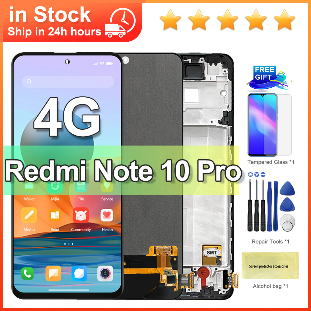 For Xiaomi Redmi Note 10 pro 6.67 Inch LCD Display Touch Screen Replacement for M2101K6G with Frame 