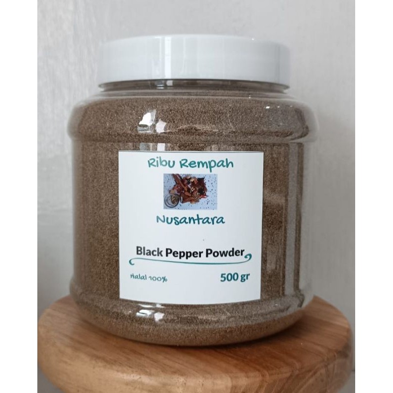 

500gr Black pepper powder pure 100% / Merica hitam bubuk asli 100% / Lada hitam bubuk asli 100% kemasan toples