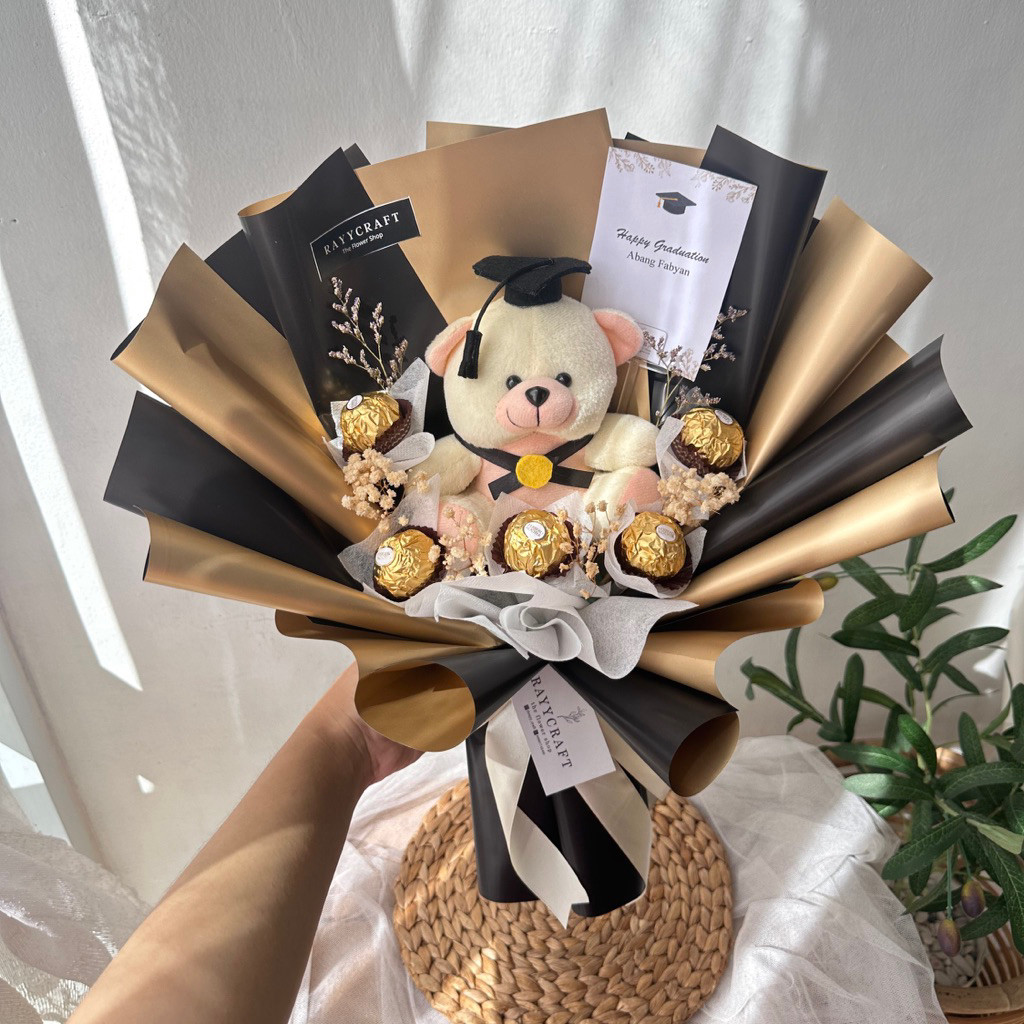 BUKET COKLAT FERERO ISI 5 BUCKET FERRERO BUNGA KERING WISUDA