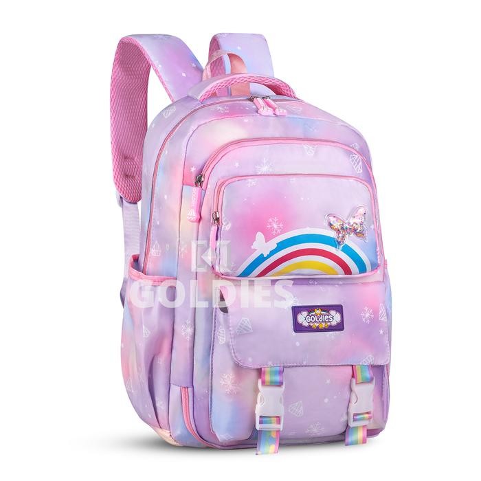 GOLDIES Tas Ransel Sekolah SD SMP Anak Perempuan Motif Pelangi Backpack Fashion Anak Perempuan Model