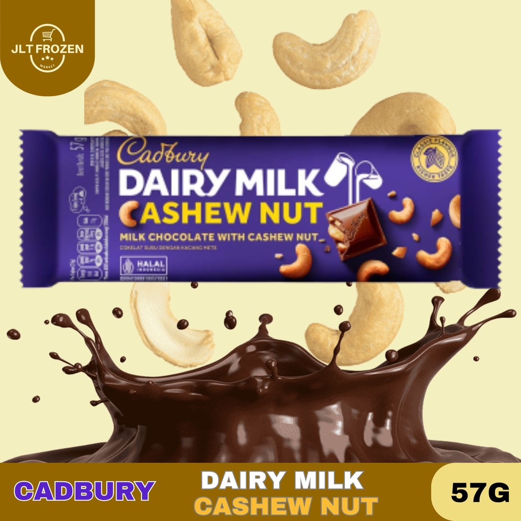

Cadbury Dairy Milk Cashew Nut 57g / Coklat Susu / Chocolate / Import Australia / Milk Chocolate Cashew 57g